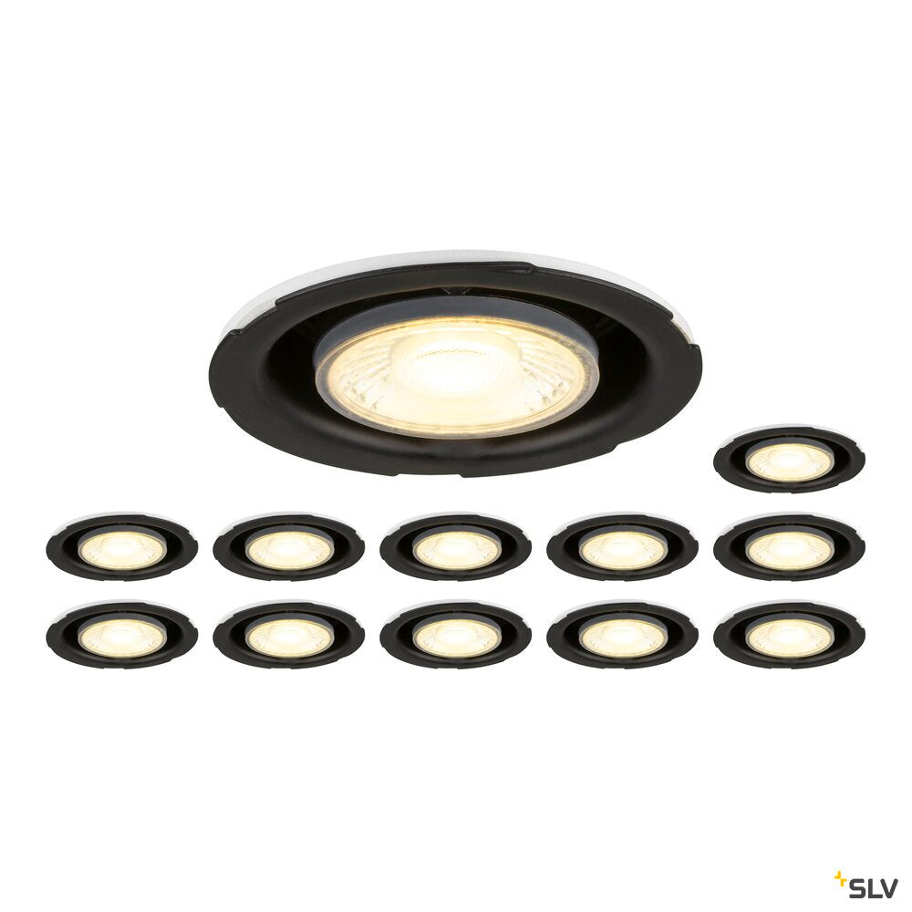 SLV Set consisting of 12 x UNIVERSAL DOWNLIGHT PHASE IP20 38°, fixed/pivoting, without cover 1008066