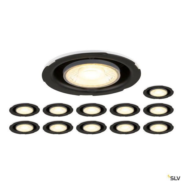 SLV Set consisting of 12 x UNIVERSAL DOWNLIGHT PHASE IP20 38°, fixed/pivoting, without cover 1008066