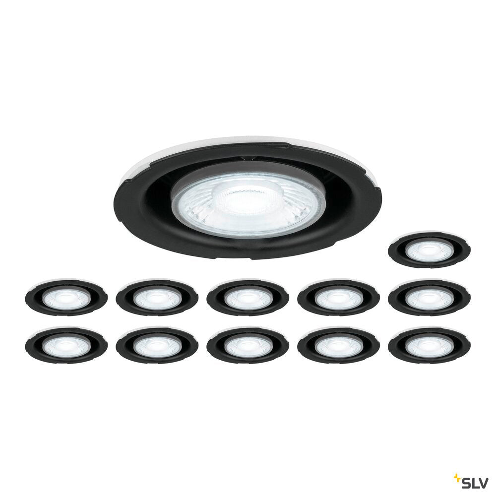 SLV Set consisting of 12 x UNIVERSAL DOWNLIGHT PHASE IP20 38°, fixed/pivoting, without cover 1008066