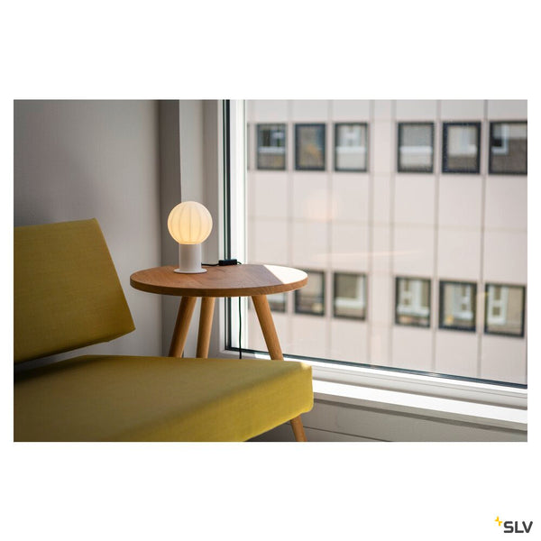 SLV VARYT, table lamp, round, 1x max. 6 W, E14, white 1008110