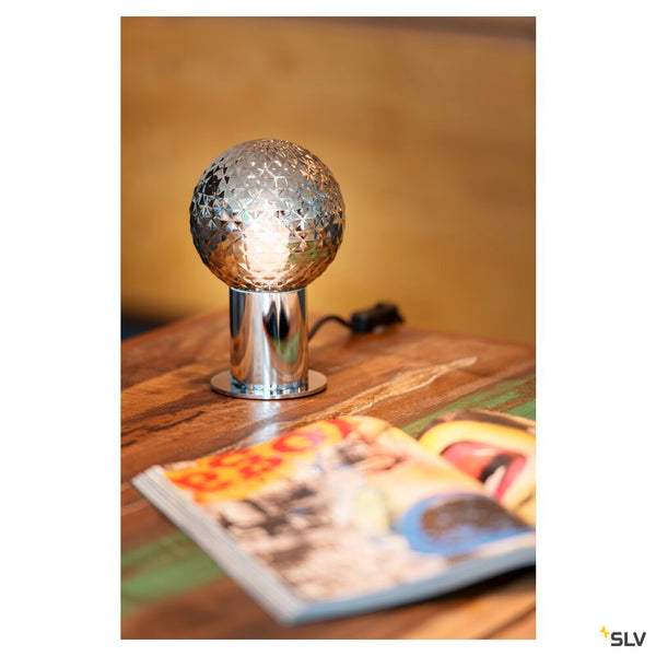SLV VARYT, table lamp, round, 1x max. 6 W, E14, chrome 1008111