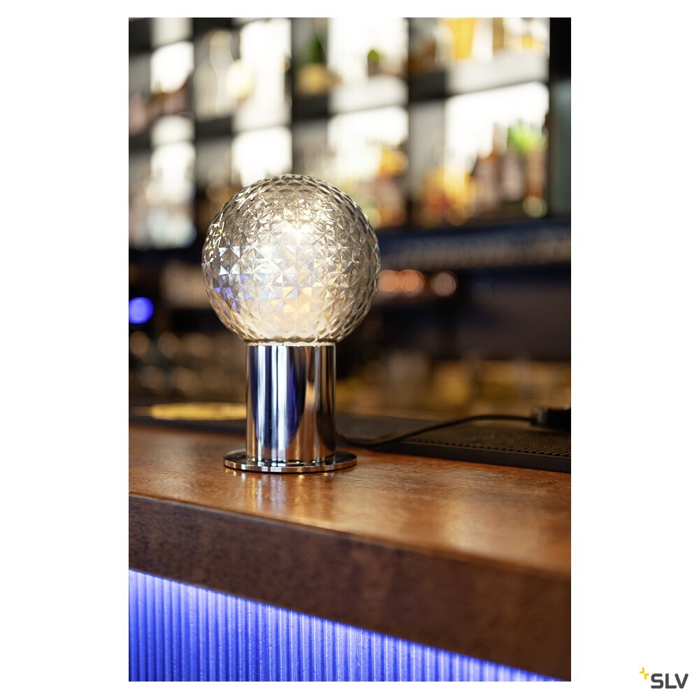 SLV VARYT, table lamp, round, 1x max. 6 W, E14, chrome 1008111