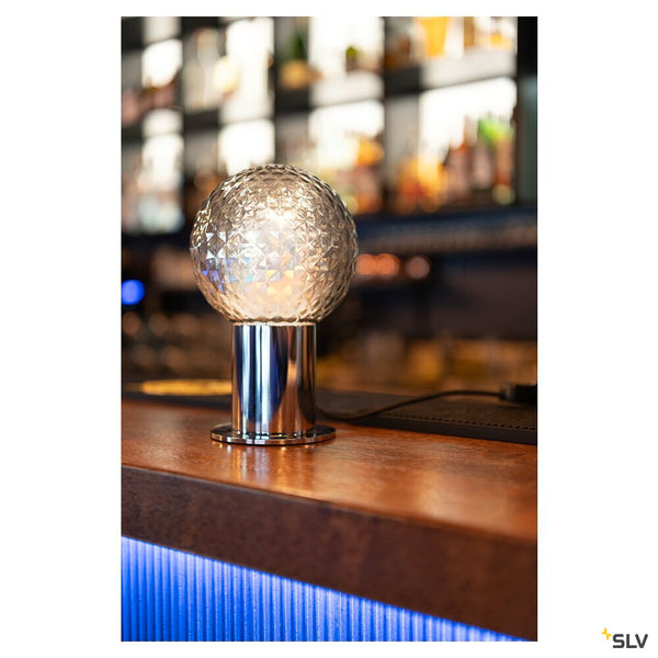 SLV VARYT, table lamp, round, 1x max. 6 W, E14, chrome 1008111