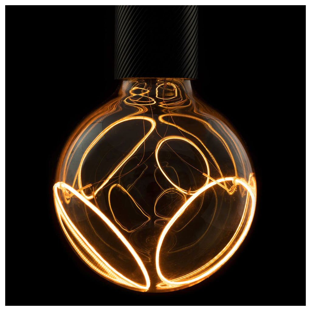 SLV LED Globe 125 2x slanting Soft Curve, LED bulb, smokey, E27, PHASE, 6 W, 1900 K 1008159
