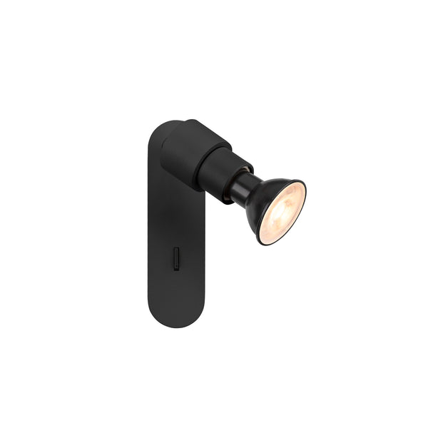 SLV PURI 2.0 Basic, wall and ceiling-mounted light, switch, round, 1x max. 6 W GU10, black 1008231