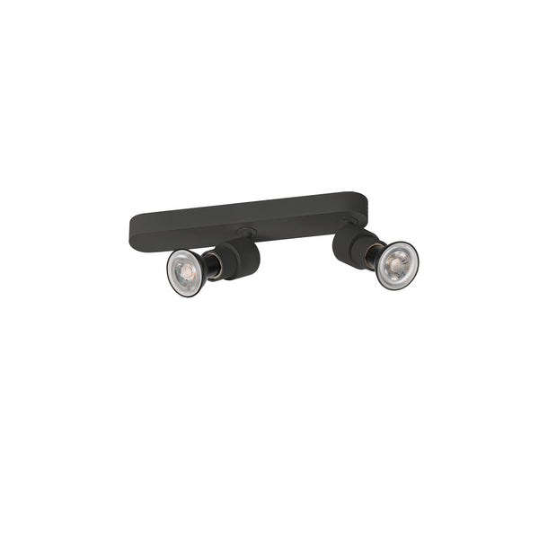 SLV PURI 2.0 Basic, wall and ceiling-mounted light, asymmetrical, round, 2 x max. 6 W GU10, black 1008233
