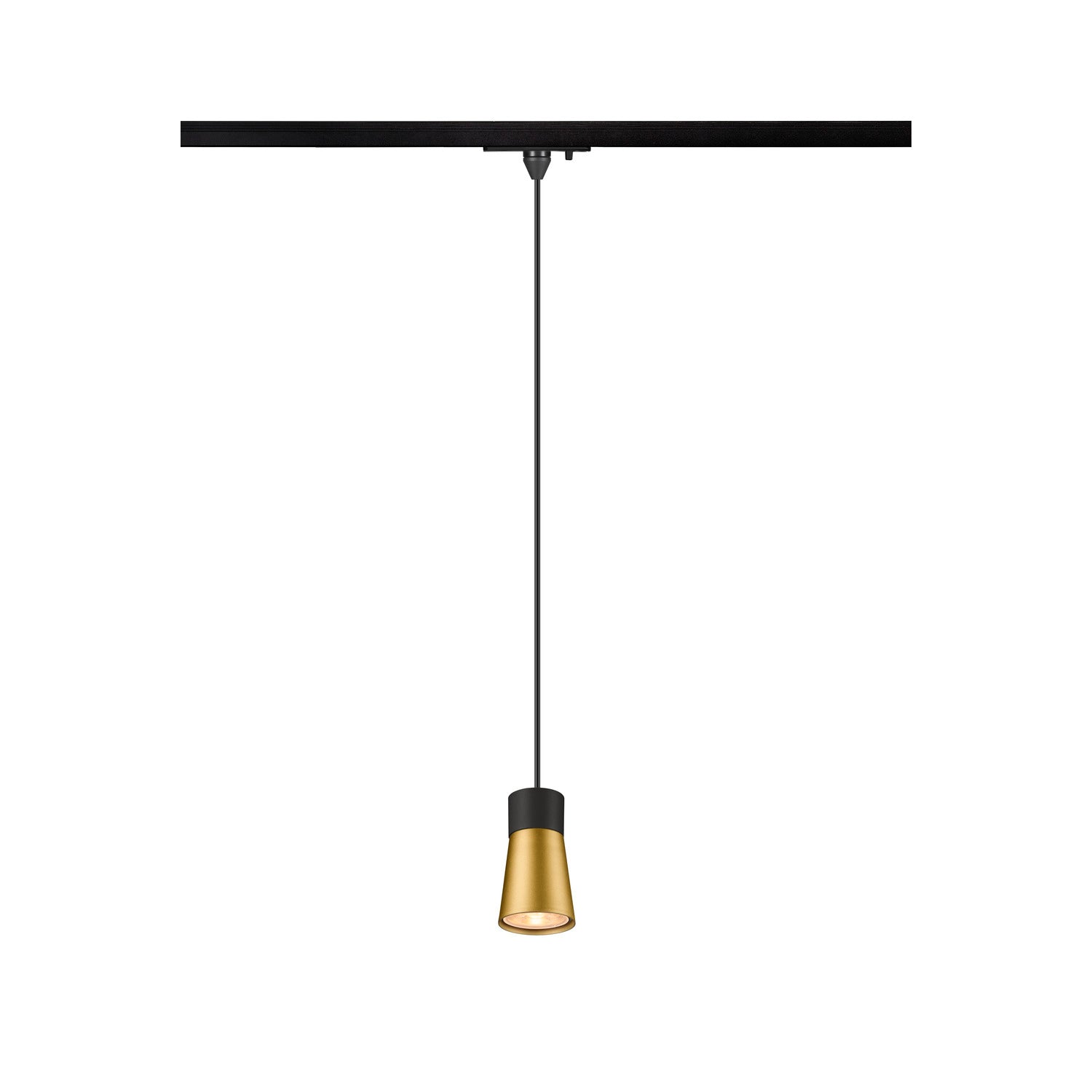SLV PURI 2.0 Cone, 1~ Track pendant light, GU10, pendant length 200 cm, 1x max. 6 W, black / gold 1008259