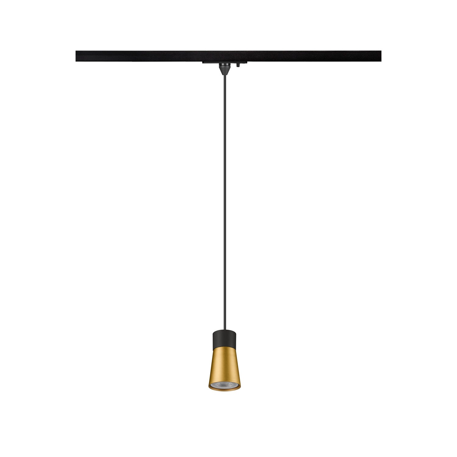 SLV PURI 2.0 Cone, 1~ Track pendant light, GU10, pendant length 200 cm, 1x max. 6 W, black / gold 1008259