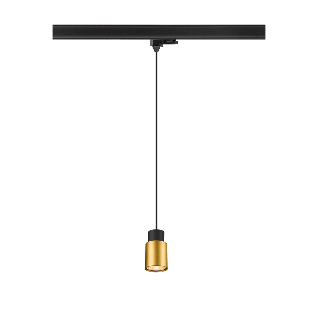 SLV PURI 2.0 Tube, 3~track pendant light, GU10, pendant length 200 cm, 1x max. 6 W, black / gold 1008276