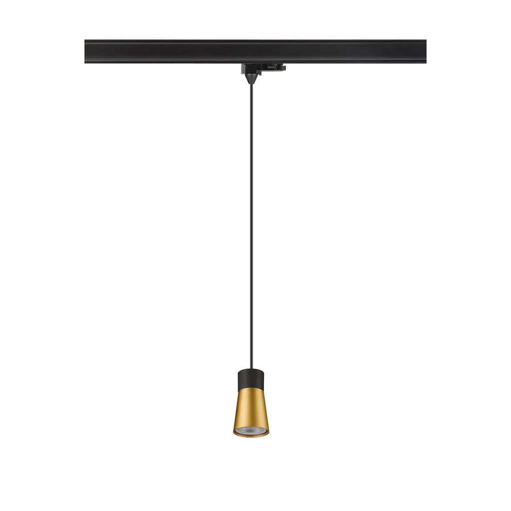 SLV PURI 2.0 Cone, 3~track pendant light, GU10, pendant length 200 cm, 1x max. 6 W, black / gold 1008279