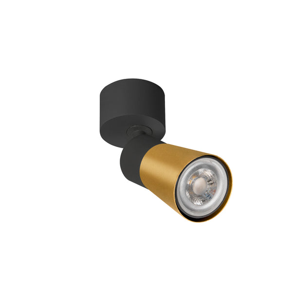 SLV PURI 2.0 Cone, wall and ceiling-mounted light, 1x max. 6 W GU10, black / gold 1008289