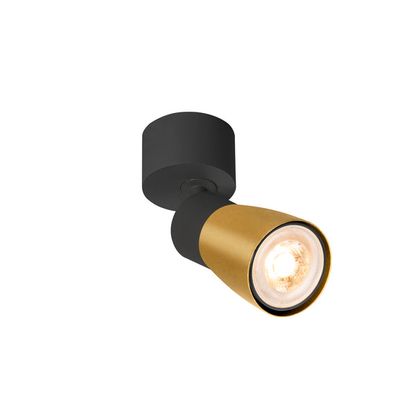 SLV PURI 2.0 Dome, wall and ceiling-mounted light, 1x max. 6 W GU10, black / gold 1008293