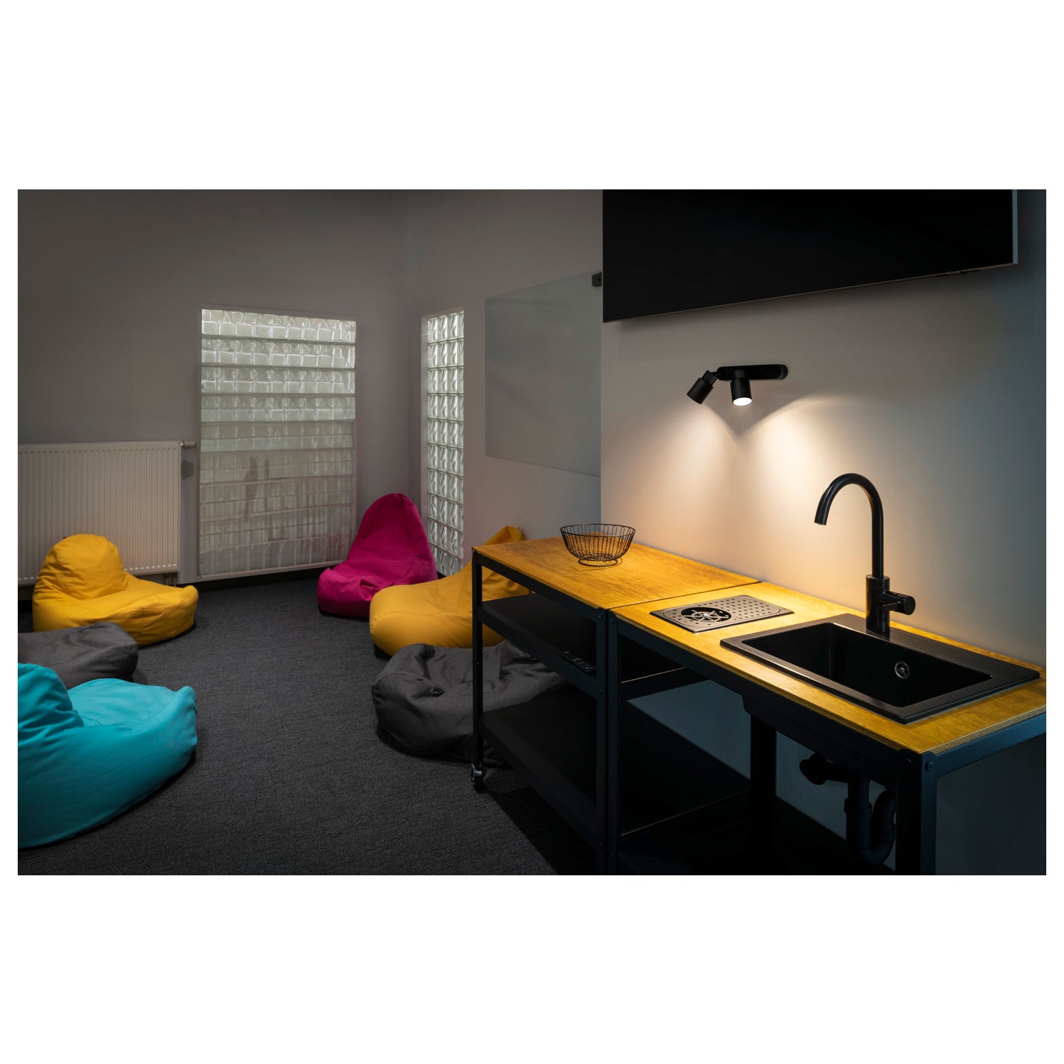 SLV PURI 2.0 Tube, wall and ceiling-mounted light, asymmetrical, 2 x max. 6 W GU10, black 1008308