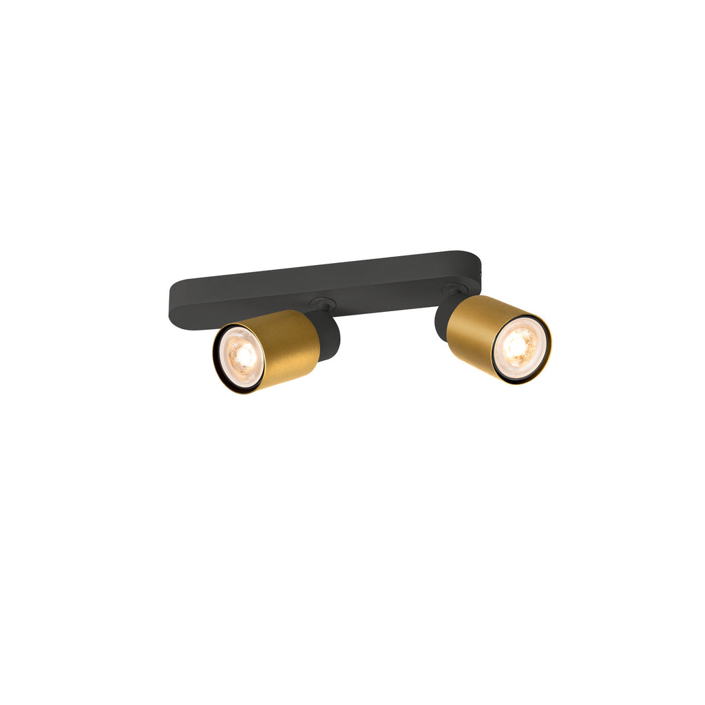 SLV PURI 2.0 Tube, wall and ceiling-mounted light, asymmetrical, 2 x max. 6 W GU10, black / gold 1008309