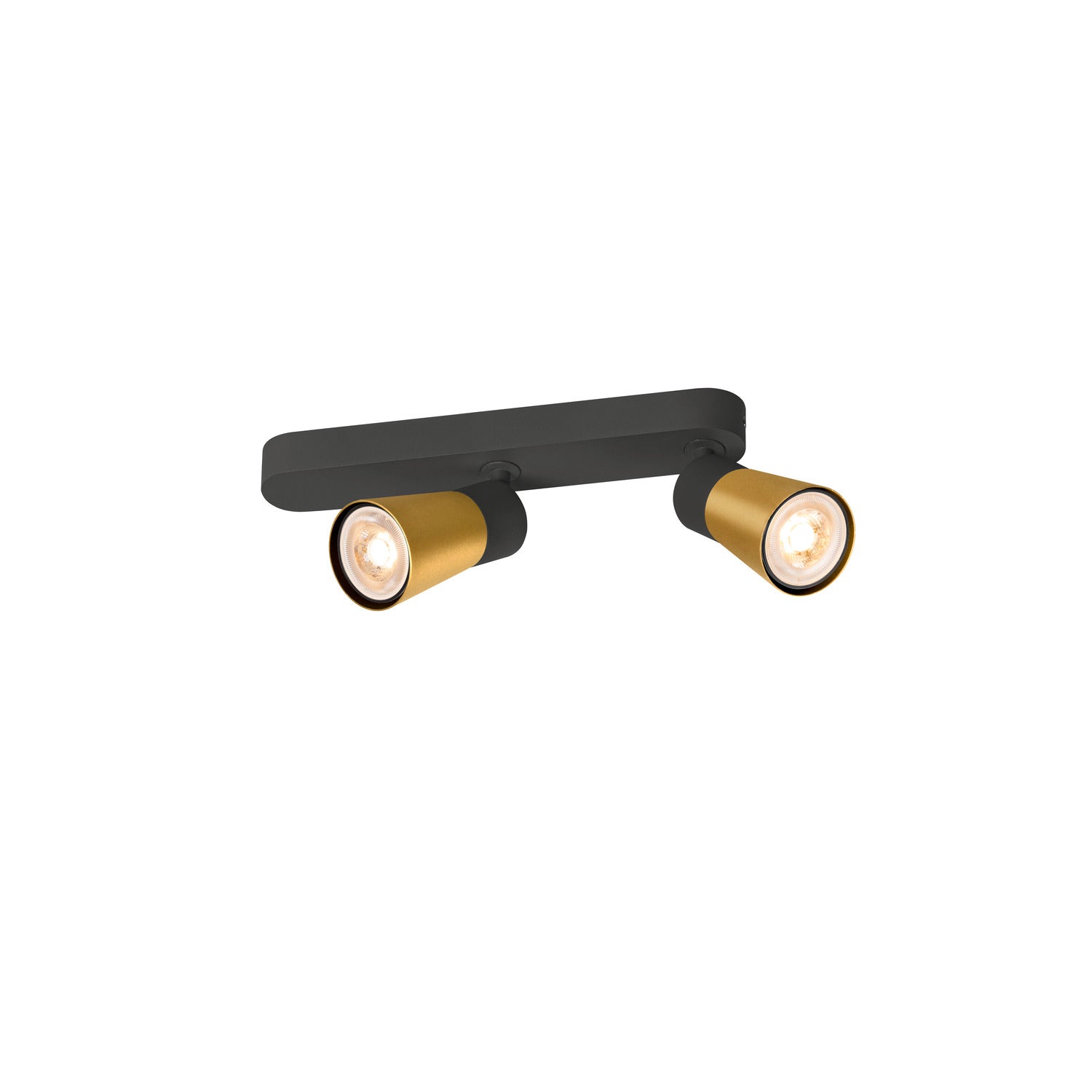 SLV PURI 2.0 Cone, wall and ceiling-mounted light, asymmetrical, 2 x max. 6 W GU10, black / gold 1008313