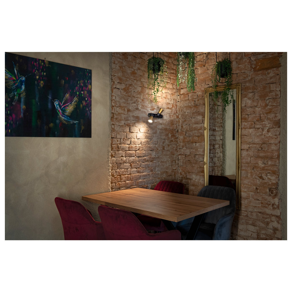 SLV PURI 2.0 Cone, wall and ceiling-mounted light, asymmetrical, 2 x max. 6 W GU10, black / gold 1008313