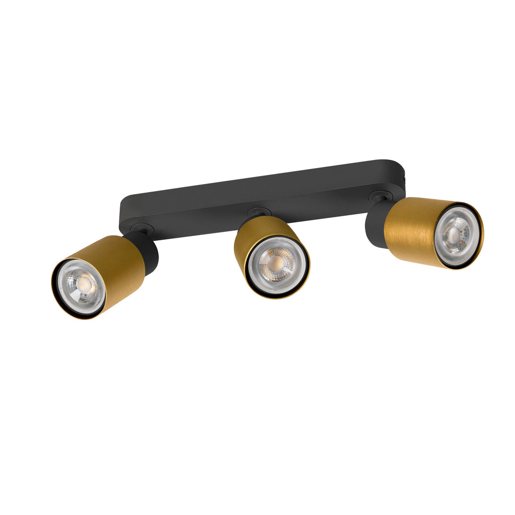 SLV PURI 2.0 Tube, wall and ceiling-mounted light, long, 3 x max. 6 W GU10, black / gold 1008321
