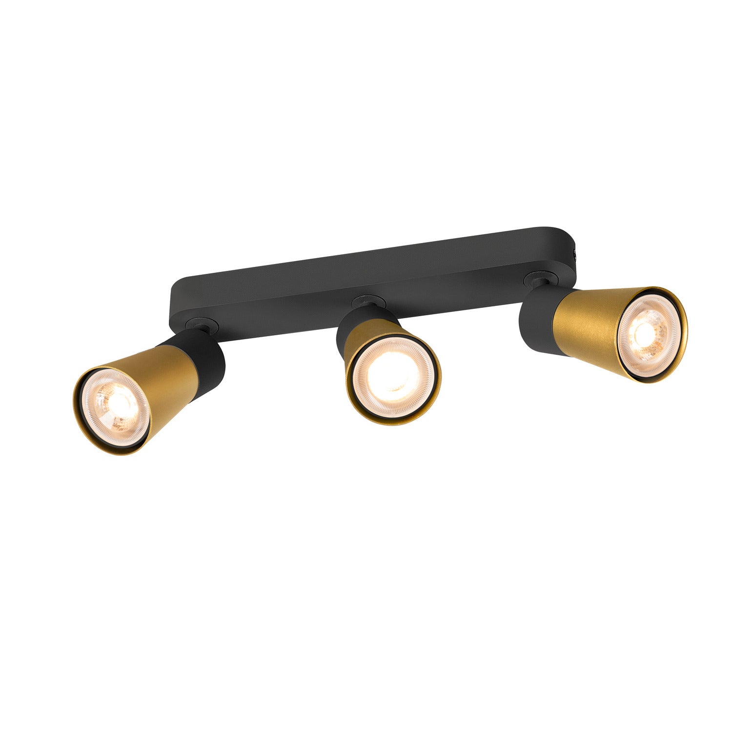 SLV PURI 2.0 Cone, wall and ceiling-mounted light, long, 3 x max. 6 W GU10, black / gold 1008325