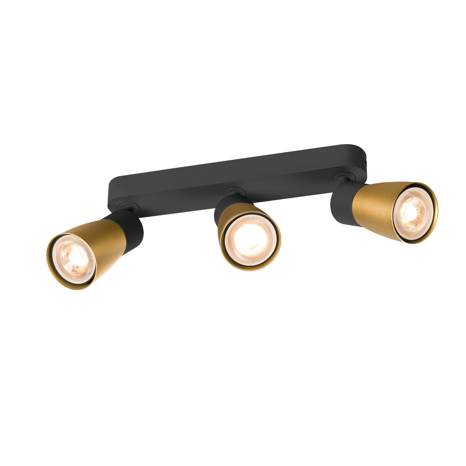 SLV PURI 2.0 Dome, wall and ceiling-mounted light, long, 3 x max. 6 W GU10, black / gold 1008329