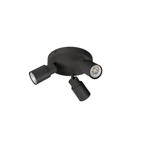 SLV PURI 2.0 Tube, wall and ceiling-mounted light, round, 3 x max. 6 W GU10, black 1008332