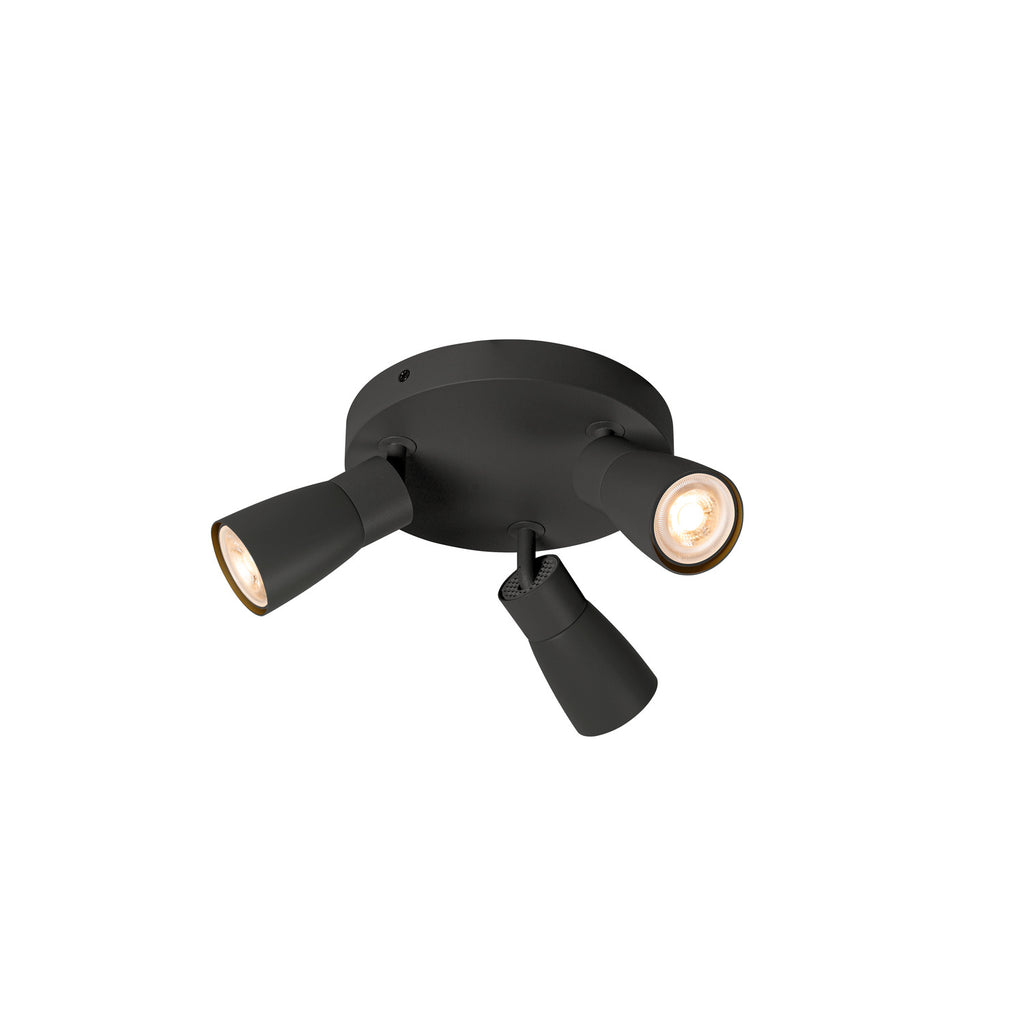 SLV PURI 2.0 Dome, wall and ceiling-mounted light, round, 3 x max. 6 W GU10, black 1008340