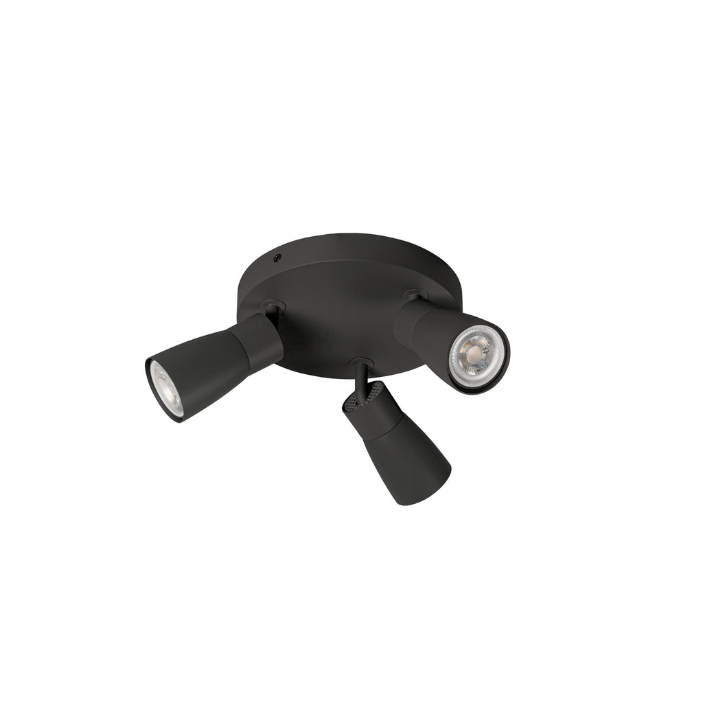 SLV PURI 2.0 Dome, wall and ceiling-mounted light, round, 3 x max. 6 W GU10, black 1008340