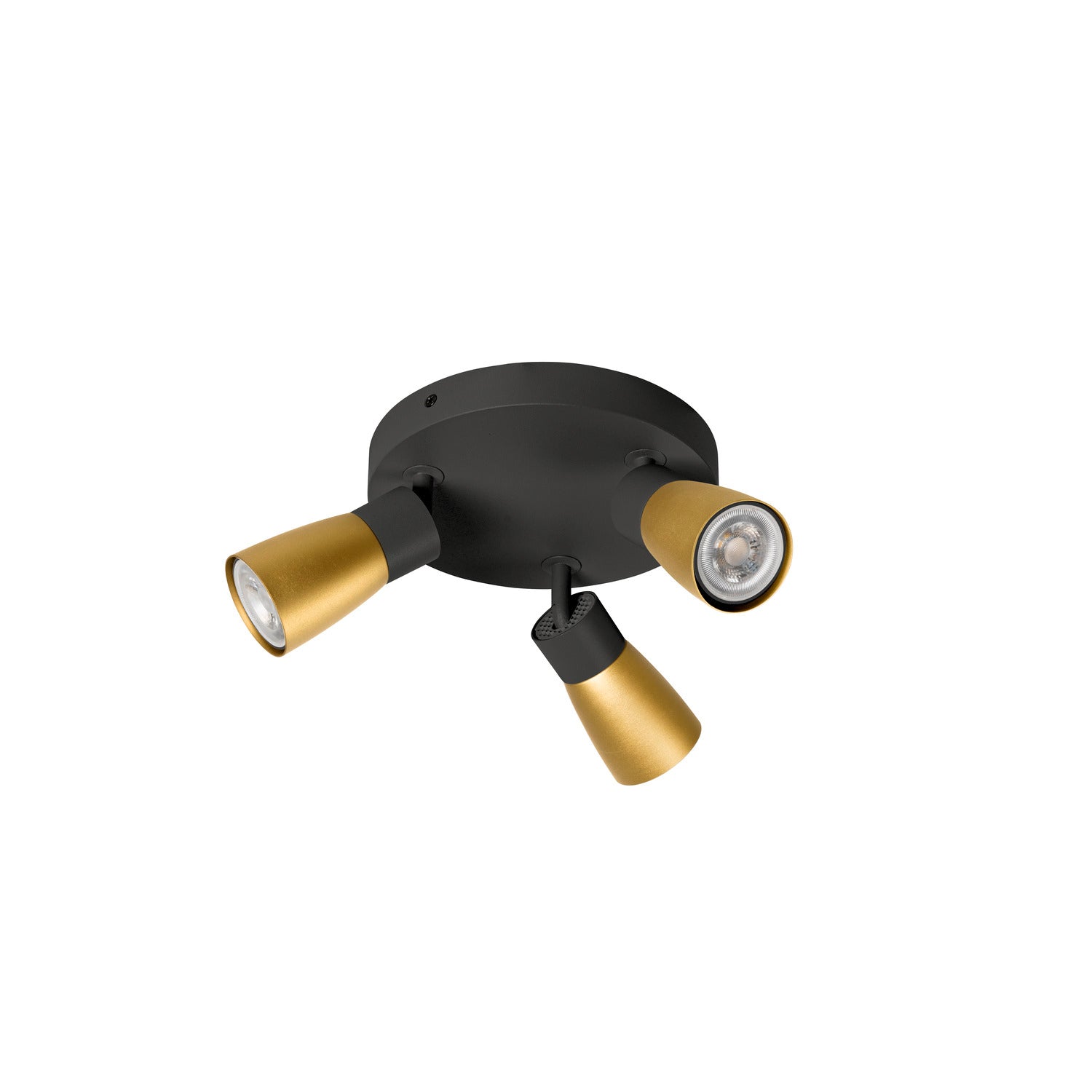 SLV PURI 2.0 Dome, wall and ceiling-mounted light, round, 3 x max. 6 W GU10, black / gold 1008341