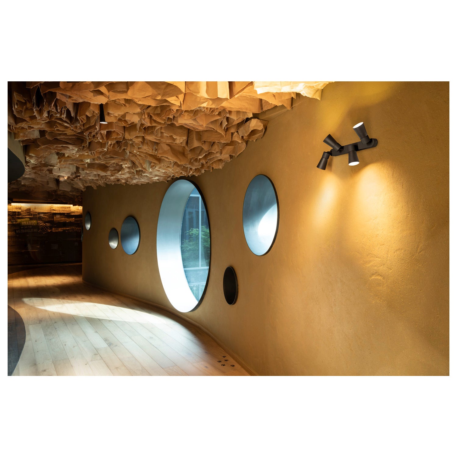 SLV PURI 2.0 Cone, wall and ceiling-mounted light, long, 4 x max. 6 W GU10, black 1008348