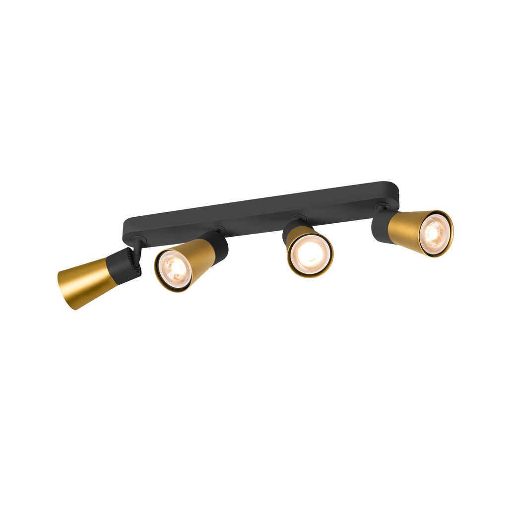 SLV PURI 2.0 Cone, wall and ceiling-mounted light, long, 4 x max. 6 W GU10, black / gold 1008349