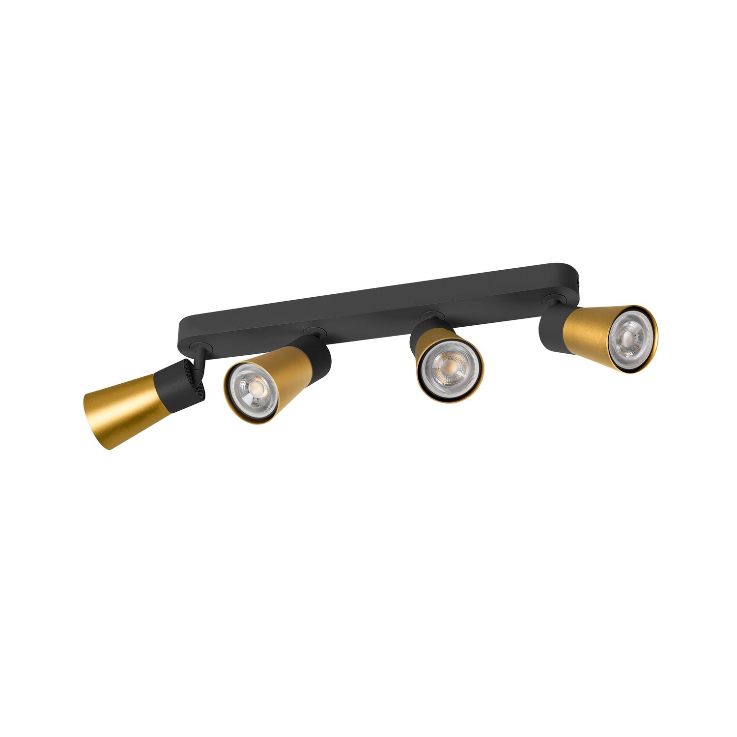 SLV PURI 2.0 Cone, wall and ceiling-mounted light, long, 4 x max. 6 W GU10, black / gold 1008349