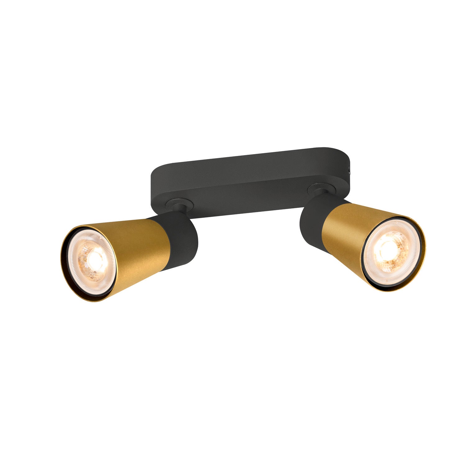 SLV PURI 2.0 Cone, wall and ceiling-mounted light, long, 2 x max. 6 W GU10, black / gold 1008366