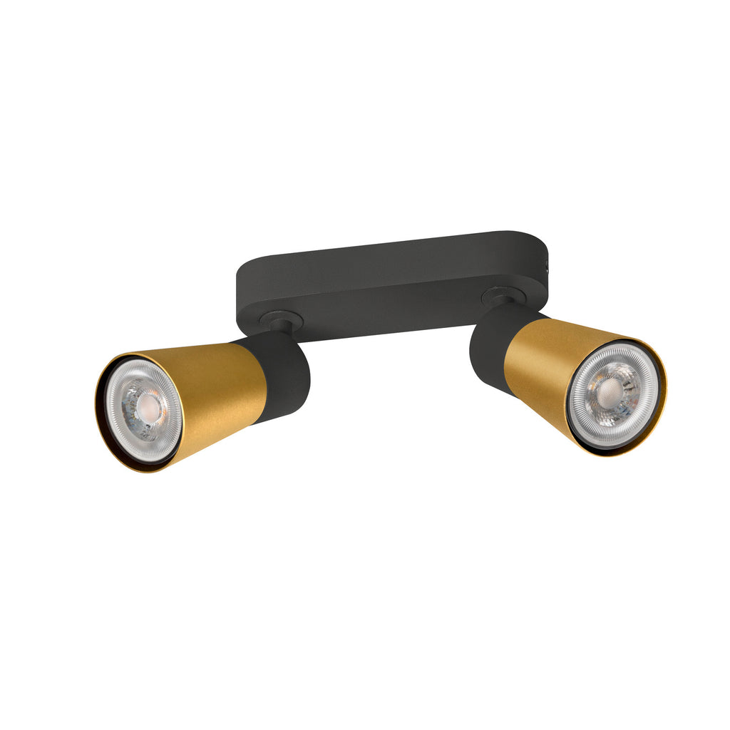 SLV PURI 2.0 Cone, wall and ceiling-mounted light, long, 2 x max. 6 W GU10, black / gold 1008366