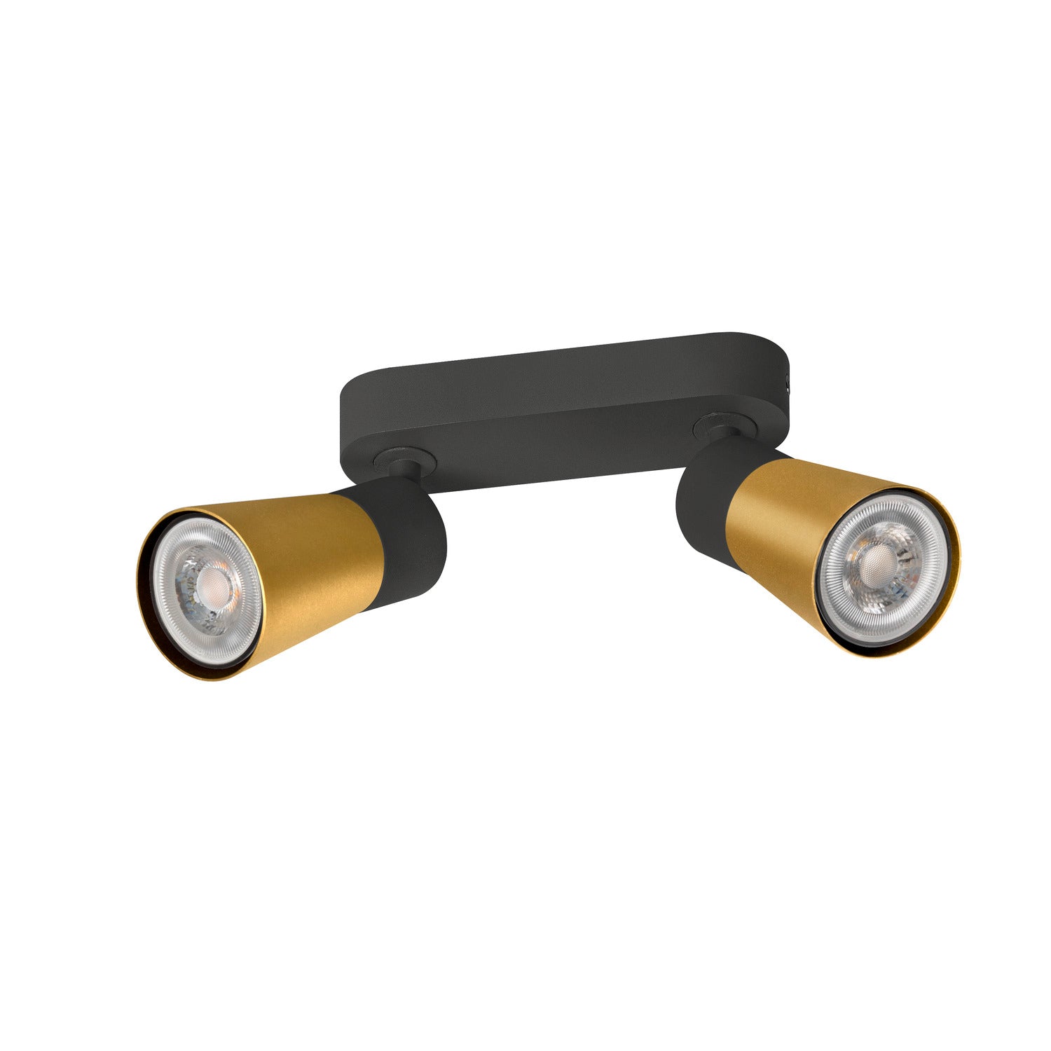 SLV PURI 2.0 Cone, wall and ceiling-mounted light, long, 2 x max. 6 W GU10, black / gold 1008366