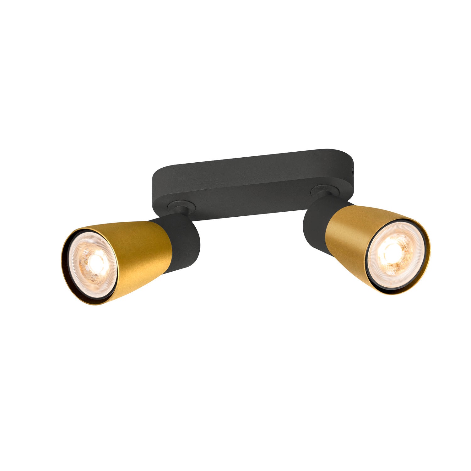 SLV PURI 2.0 Dome, wall and ceiling-mounted light, long, 2 x max. 6 W GU10, black / gold 1008370