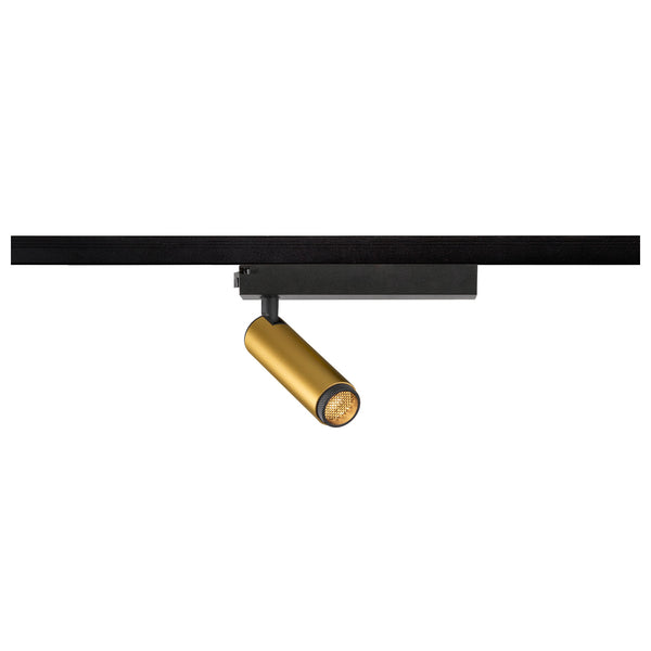 SLV GRIP! S, 1~ Track spot, cylindrical, 2000-3000 K, 11 W, dim-to-warm, PHASE, 29°, gold / black 1008404