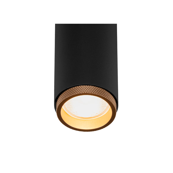 SLV GRIP! M, 3~ spot, cylindrical, 2000-3000 K, 15 W, DALI, dim-to-warm, touch, 42°, black / gold 1008440