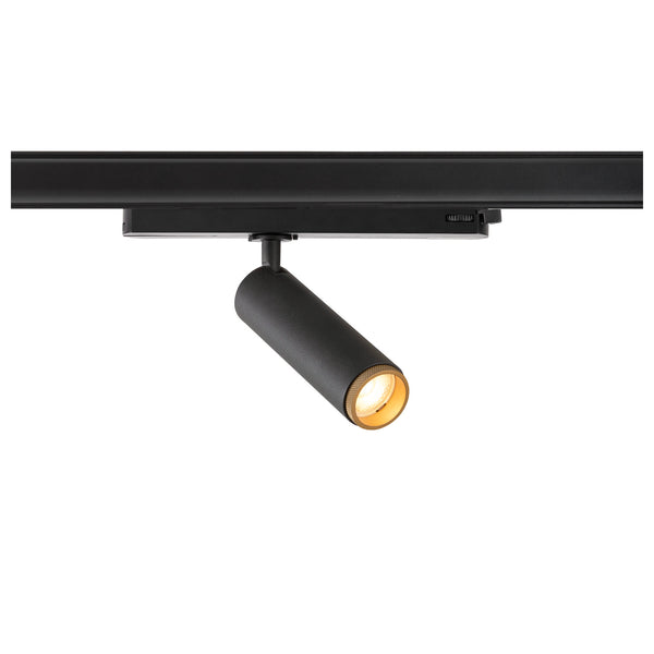 SLV GRIP! M, 3~ spot, cylindrical, 2000-3000 K, 15 W, dim-to-warm, PHASE, 42°, black / gold 1008446