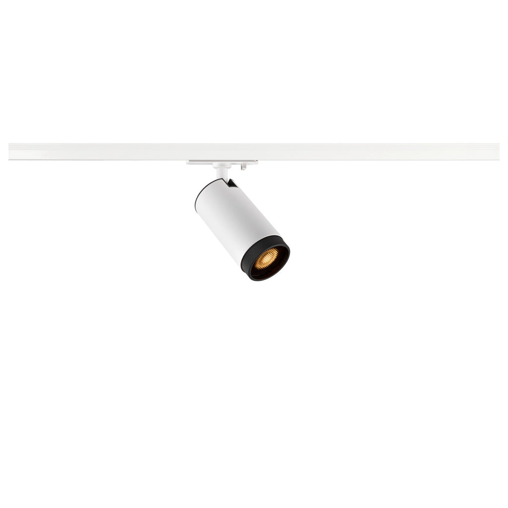 White modern GU10 single circuit Track Spot, Black Louvre, SLV GRIP! L, cylindrical,  for Single Circuit White Track Lighting,  1008447