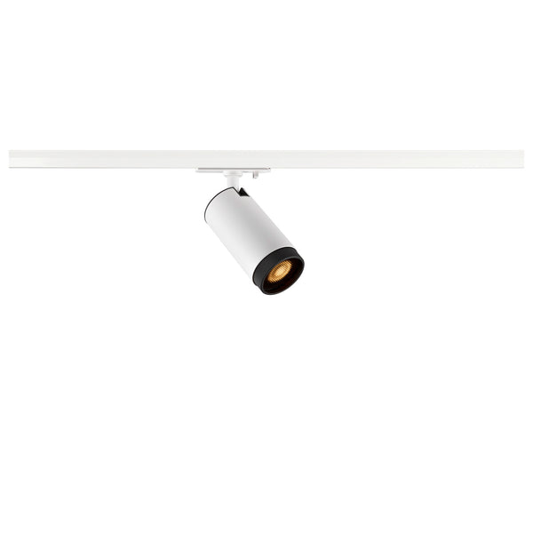 White modern GU10 single circuit Track Spot, Black Louvre, SLV GRIP! L, cylindrical,  for Single Circuit White Track Lighting,  1008447