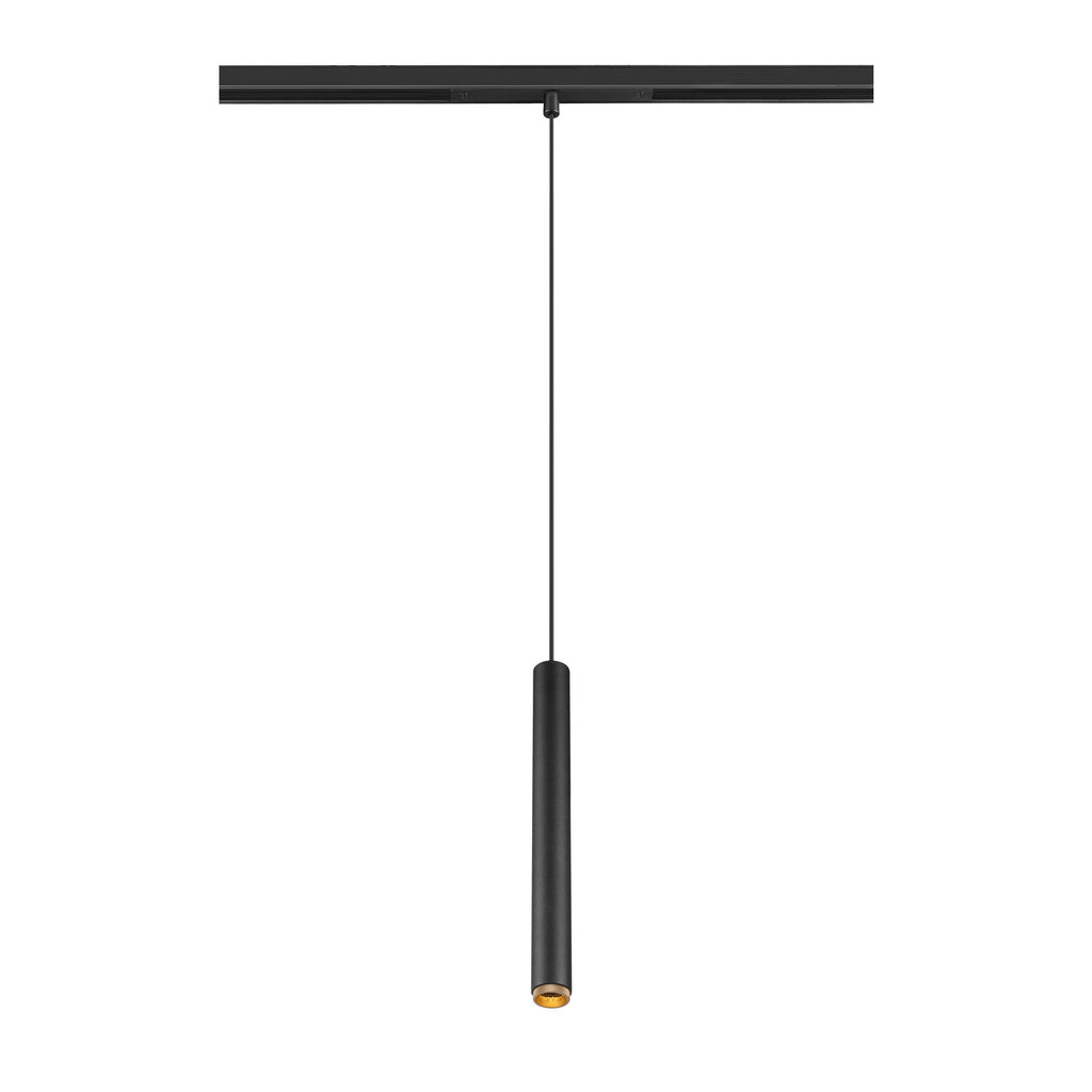 SLV GRIP! S, 48V pendant light, pendant length 200 cm, 2000-3000 K, 29°, DALI, dim-to-warm, black / gold 1008466