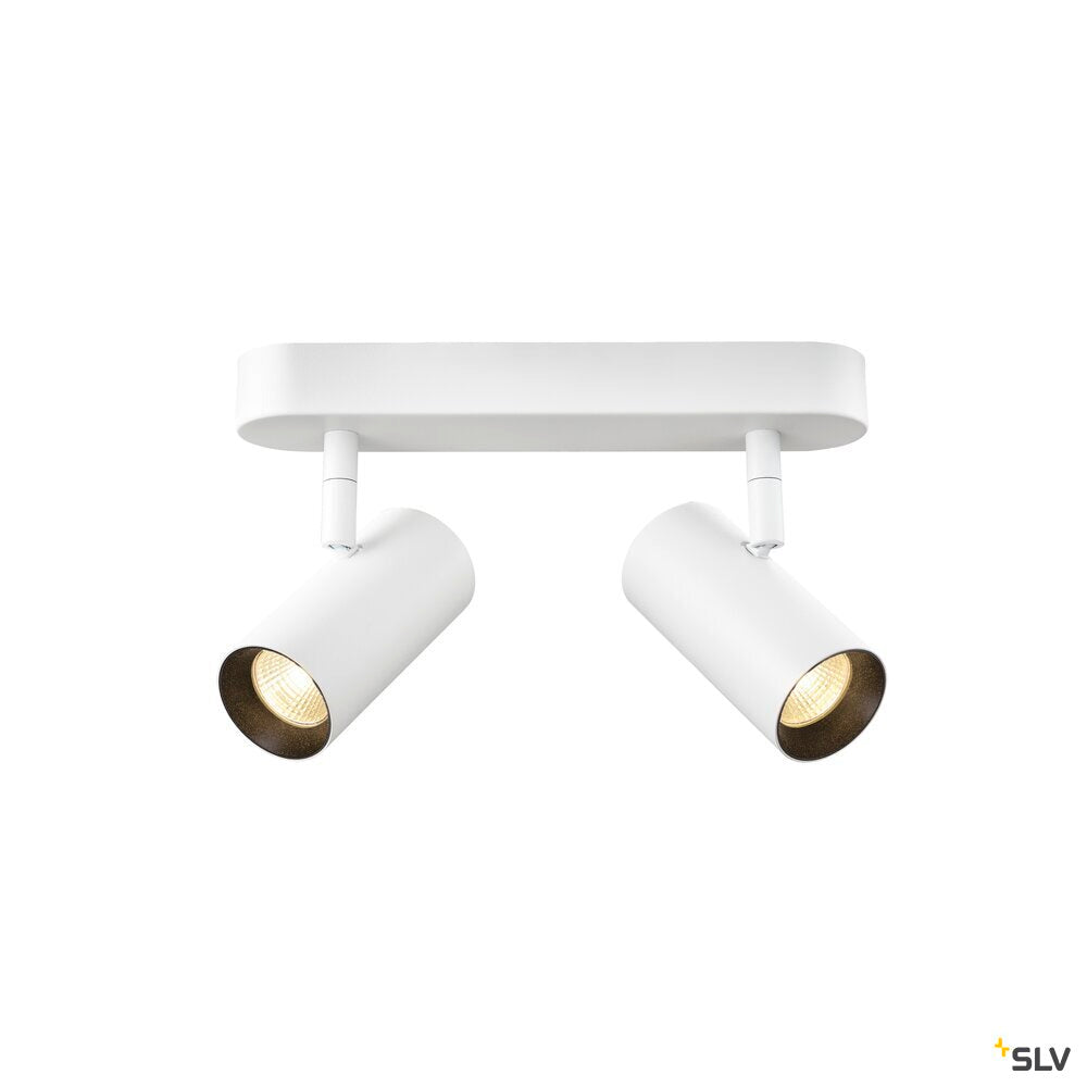 SLV NOBLO®, wall and ceiling-mounted light, double, round, 2000-3000 K, 15 W, dim-to-warm, PHASE, 36°, white 1008704