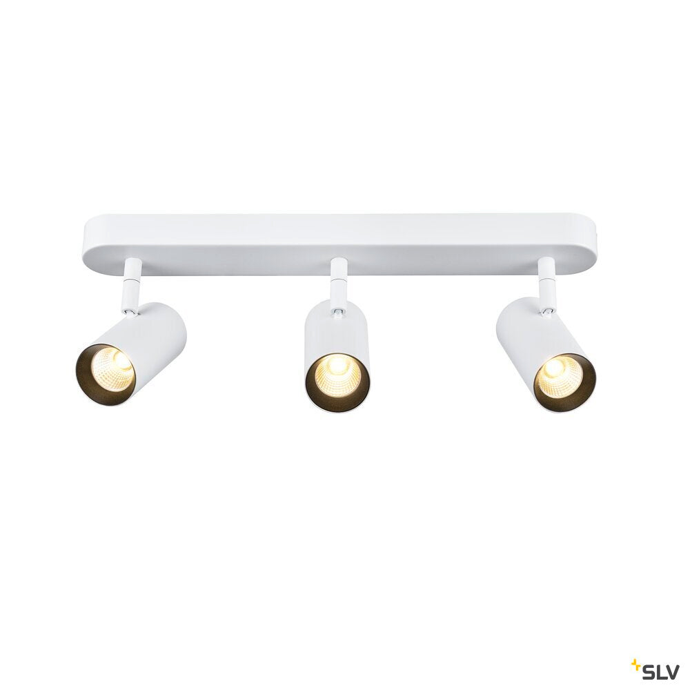 SLV NOBLO®, wall and ceiling-mounted light, triple, round, 2000-3000 K, 22 W, dim-to-warm, PHASE, 36°, white 1008705