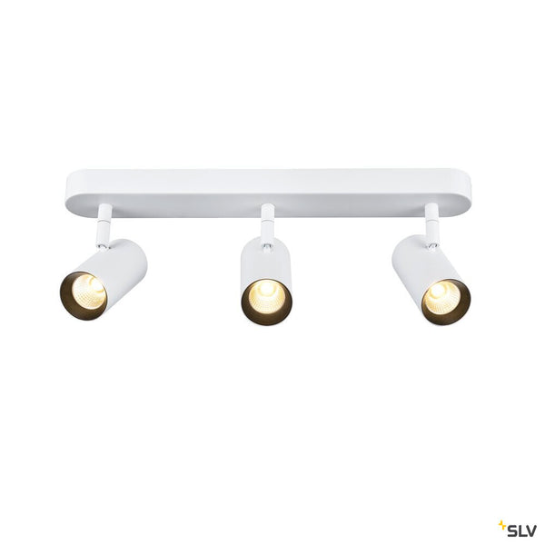 SLV NOBLO®, wall and ceiling-mounted light, triple, round, 2000-3000 K, 22 W, dim-to-warm, PHASE, 36°, white 1008705