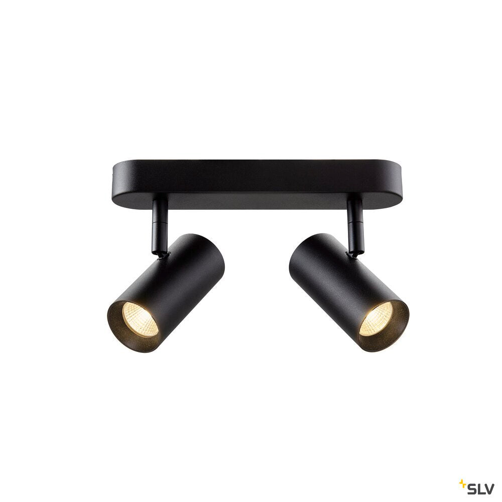 SLV NOBLO®, wall and ceiling-mounted light, double, round, 2000-3000 K, 15 W, dim-to-warm, PHASE, 36°, black 1008707