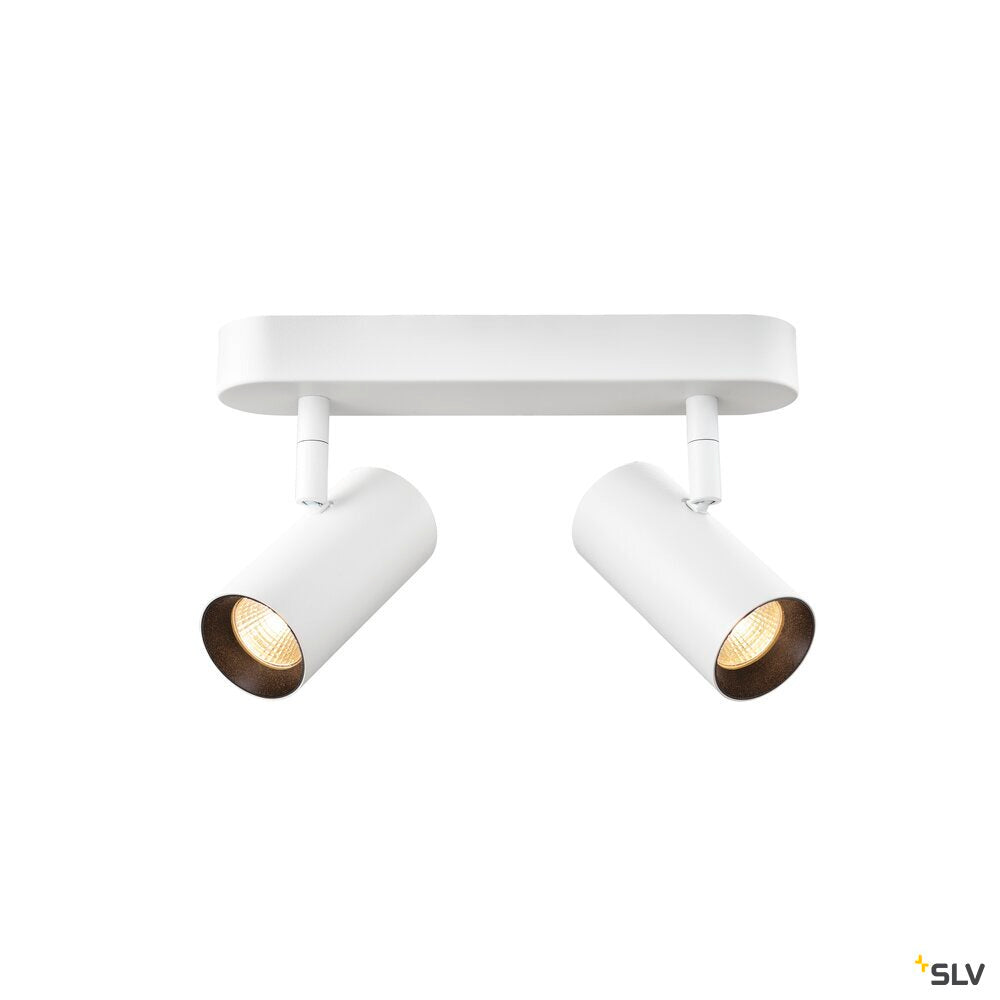 SLV NOBLO®, wall and ceiling-mounted light, double, round, 2700 K, 12 W, PHASE, 32°, white 1008716