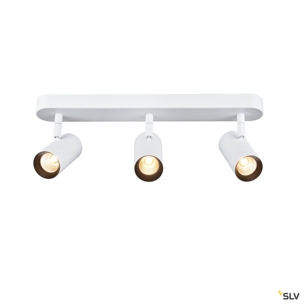 SLV NOBLO®, wall and ceiling-mounted light, triple, round, 2700 K, 19 W, PHASE, 32°, white 1008717