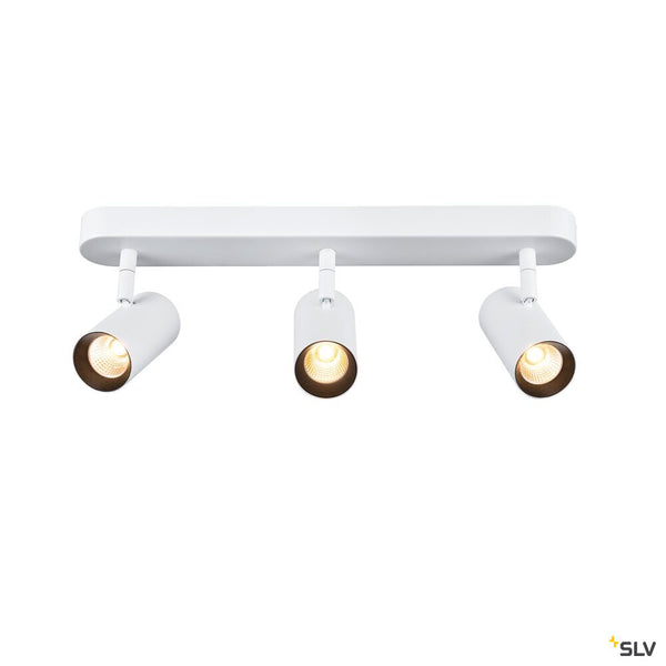SLV NOBLO®, wall and ceiling-mounted light, triple, round, 2700 K, 19 W, PHASE, 32°, white 1008717