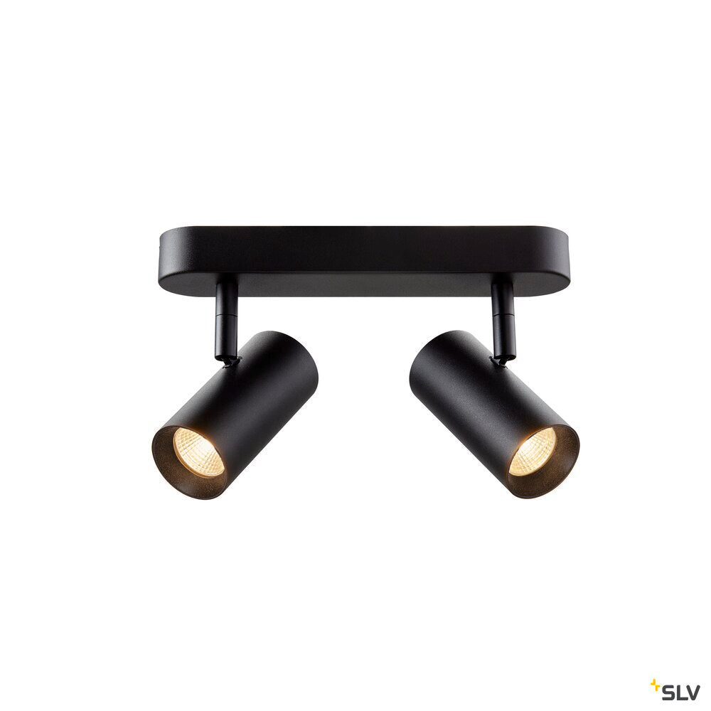 SLV NOBLO®, wall and ceiling-mounted light, double, round, 2700 K, 12 W, PHASE, 32°, black 1008719