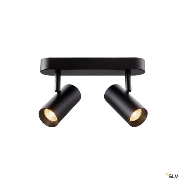SLV NOBLO®, wall and ceiling-mounted light, double, round, 2700 K, 12 W, PHASE, 32°, black 1008719