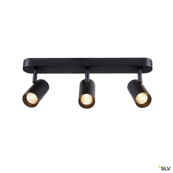 SLV NOBLO®, wall and ceiling-mounted light, triple, round, 2700 K, 19 W, PHASE, 32°, black 1008720